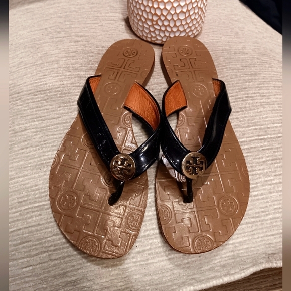 Tory Burch Shoes - Tory Burch Black and Brown Women's Sandals 7.5